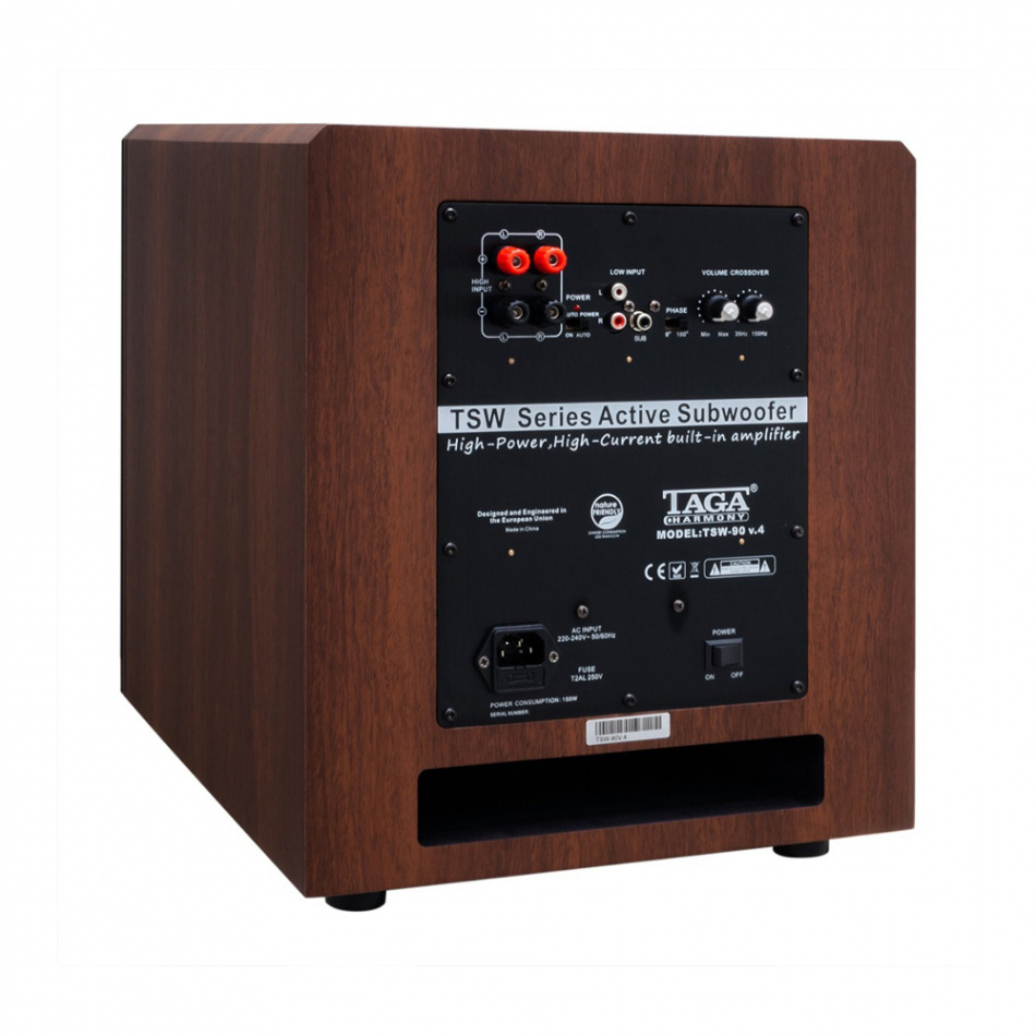 Taga Harmony TSW-90 v4 aktiv subwoofer, valnöt