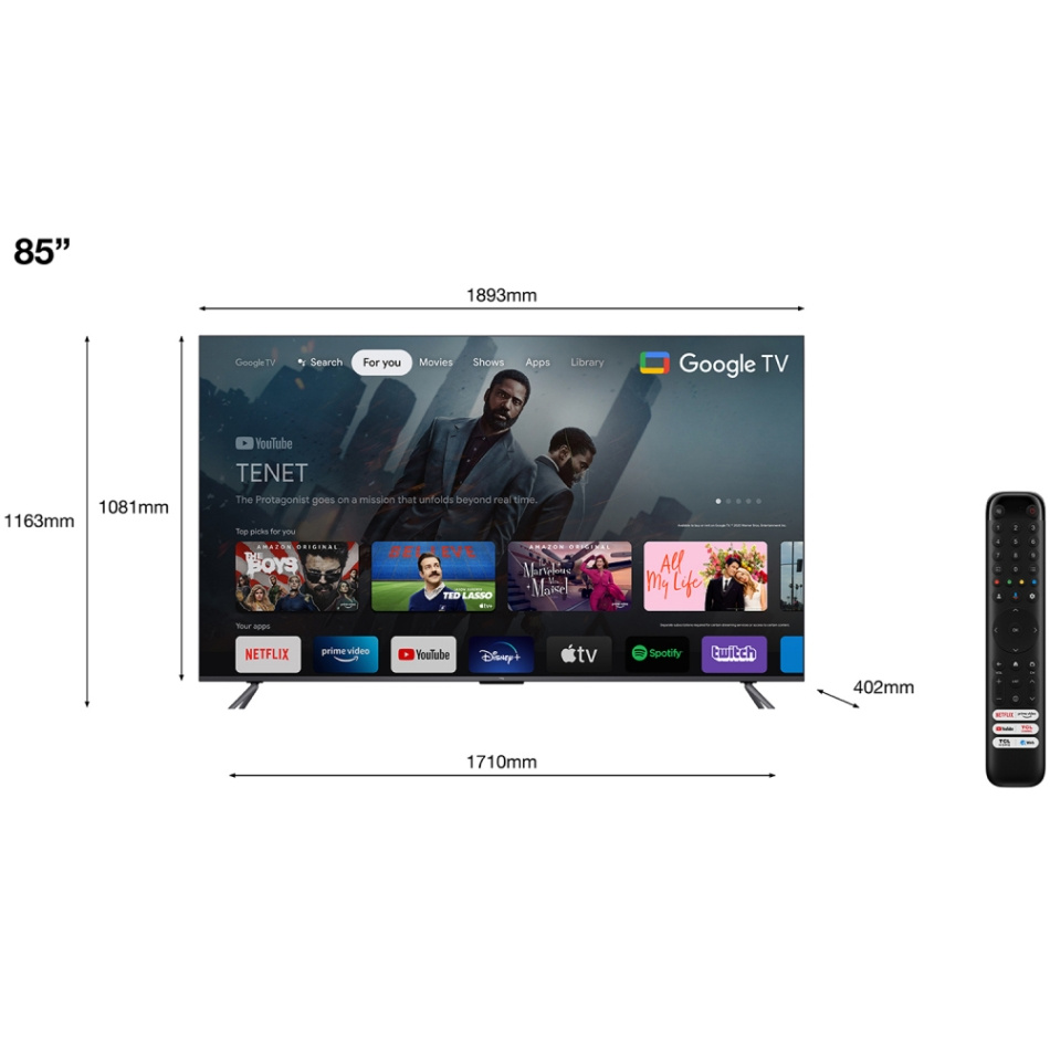 TCL 85C645 85 tum QLED med 4K HDR och Android TV