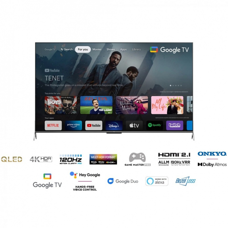 TCL 85C735, Ultra HD 4K HDR QLED-TV med Google 85-tum