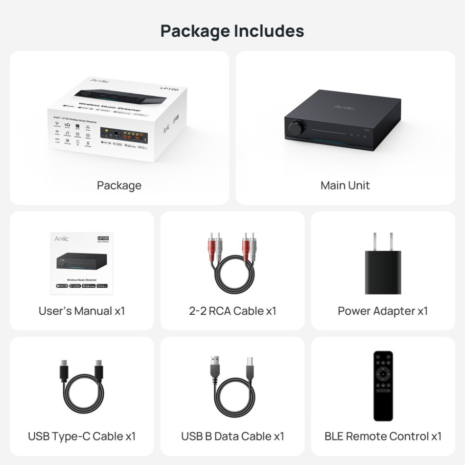 Arylic LP100 nätverksstreamer med AirPlay 2, Google Cast, HDMI & RIAA-steg
