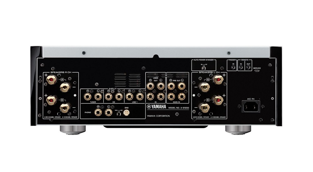 Yamaha A-S1200 stereoförstärkare med VU-mätare & Vintage-design, svart