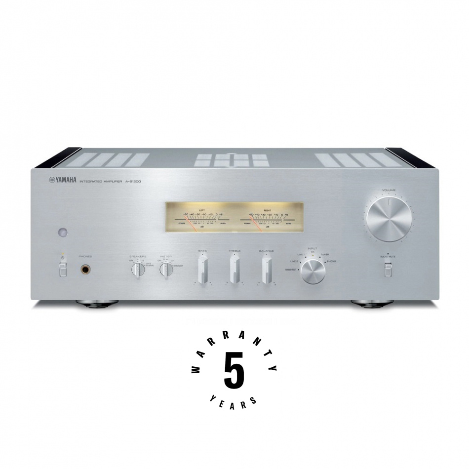 Yamaha A-S1200 stereoförstärkare med VU-mätare & Vintage-design, silver