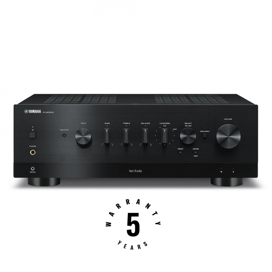 Yamaha R-N1000A streamingförstärkare med MusicCast, RIAA-steg & radio, svart