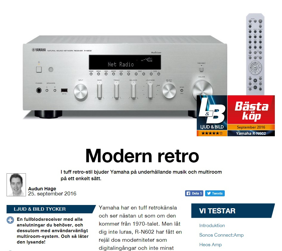 Yamaha MusicCast R-N602 receiver med nätverk, svart