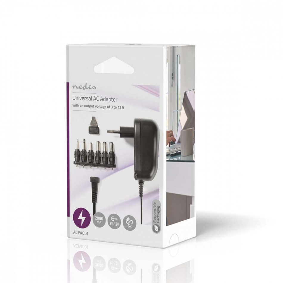 Nedis universal nätadapter 3-12V DC / 2.0A