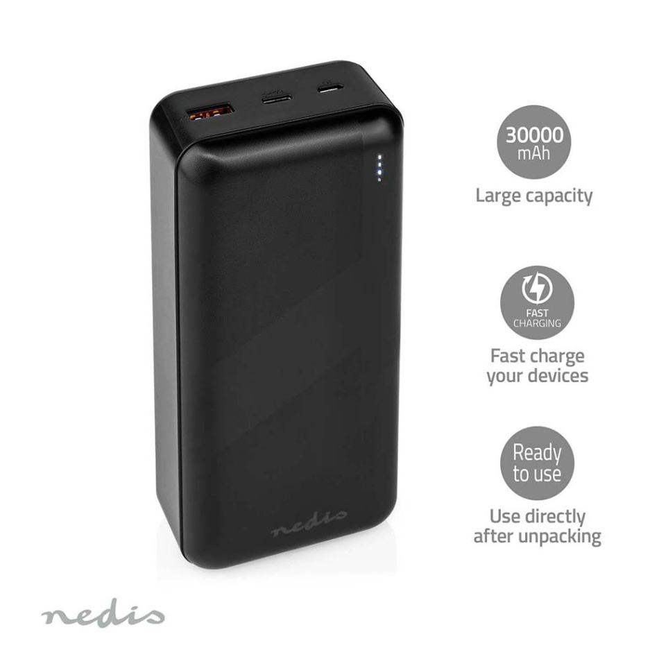 Nedis UPBK-PD30000 Powerbank 30.000 mAh, PD3.0 20 Watt