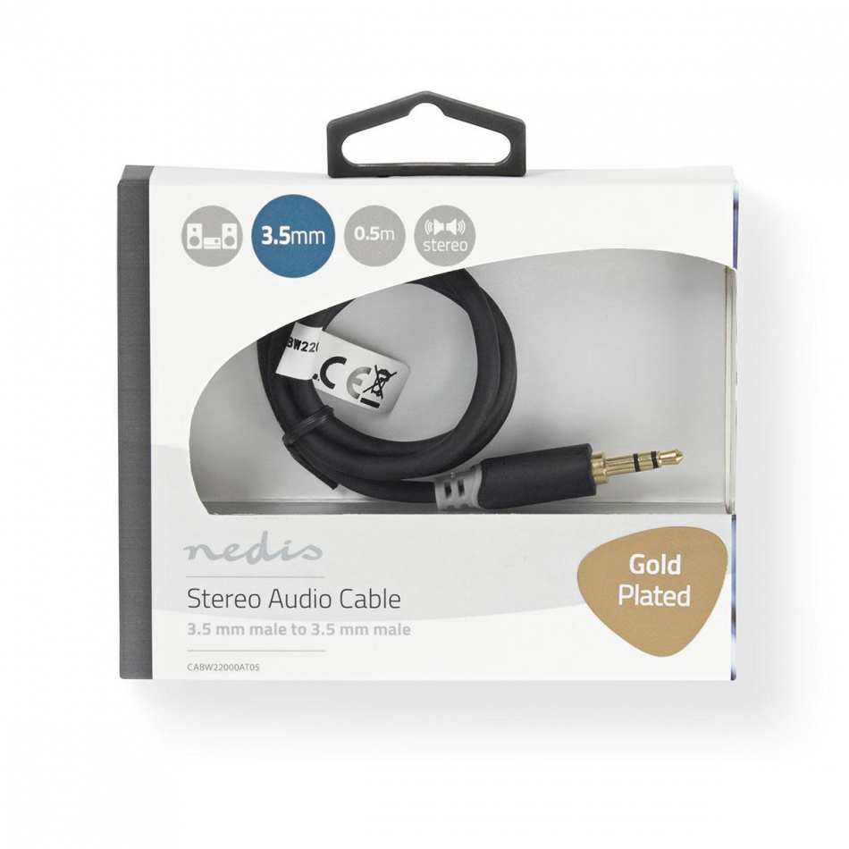 Nedis CAB-W22000, 3.5mm signalkabel 0.5 meter