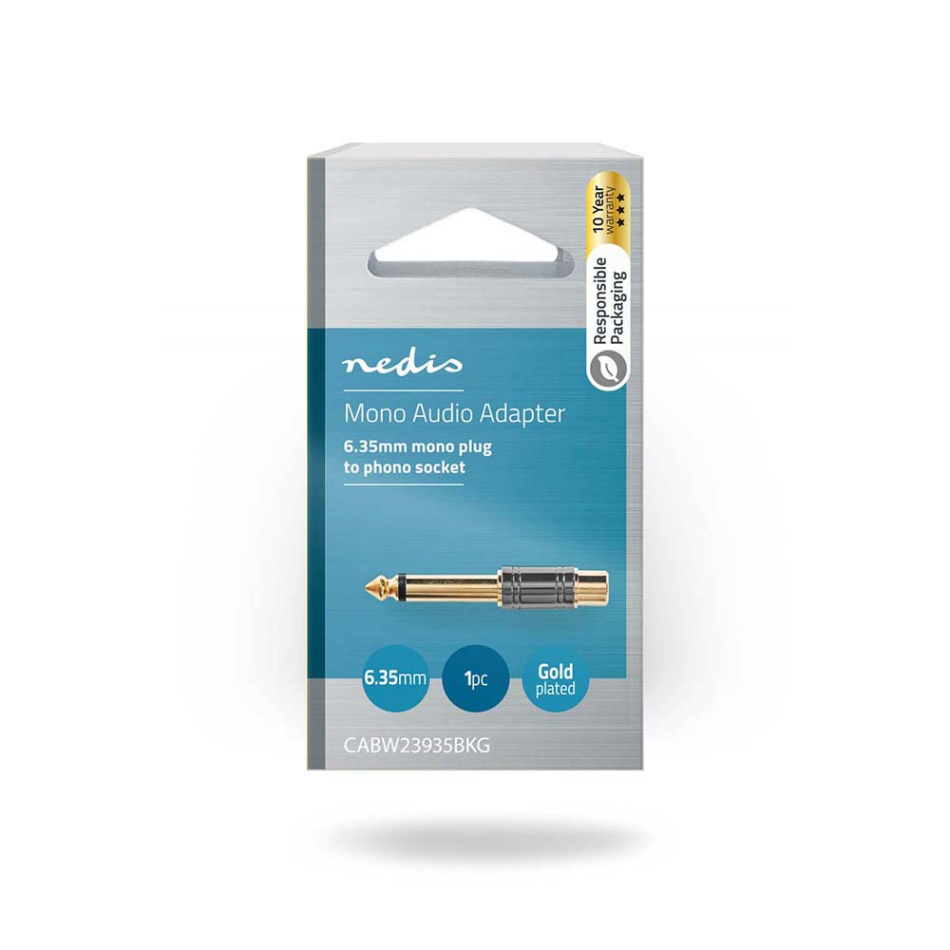 Nedis CAB-W23935BKG, monoadapter Tele 6.35mm hane - RCA hona