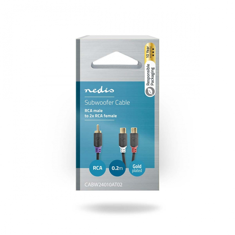 Nedis CAB-W24010AT02 Subwoofer Y-kabel 1M2F, 0.2 meter