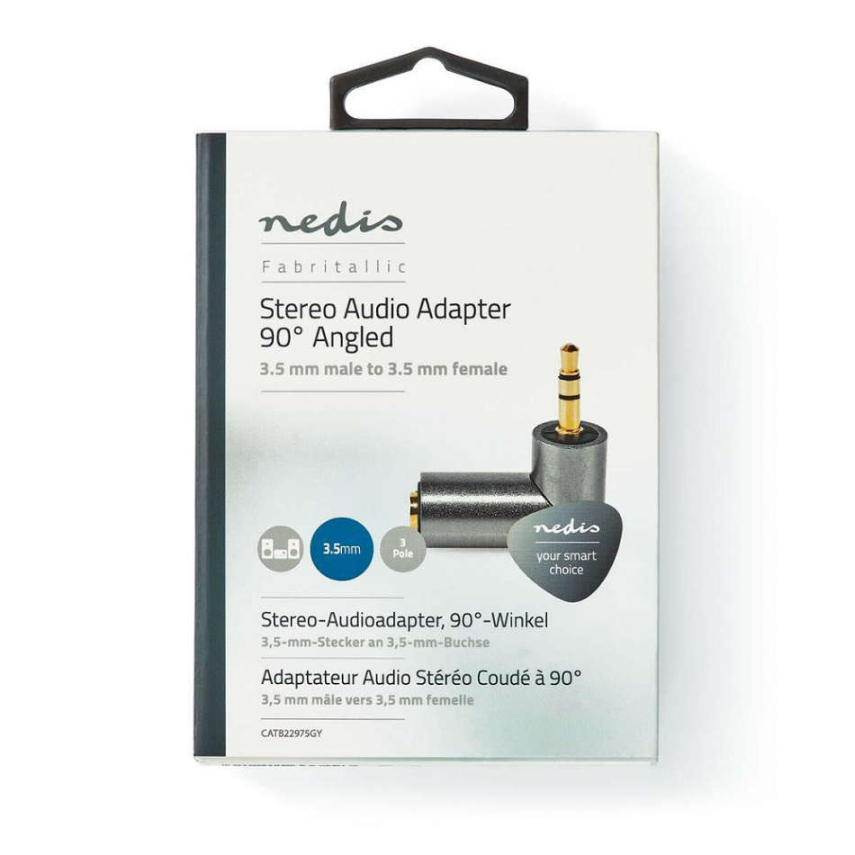 Nedis CATB22975GY, vinklad 3.5mm stereo adapterplugg hane-hona