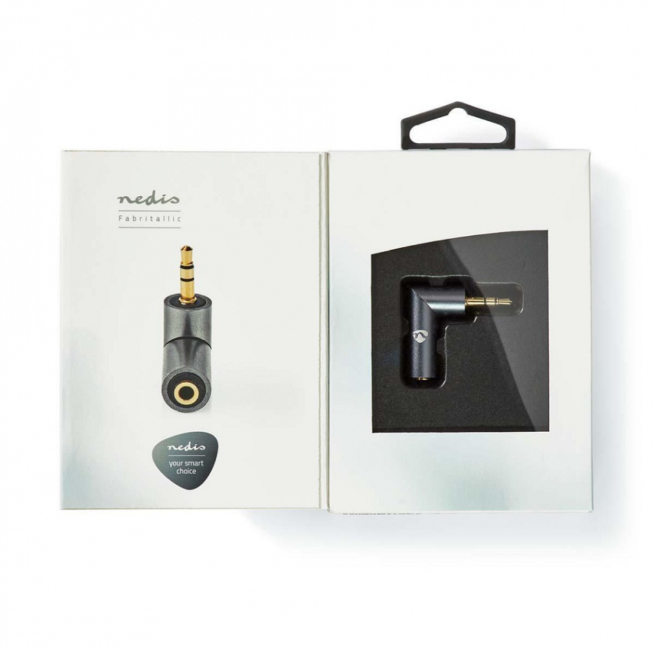 Nedis CATB22975GY, vinklad 3.5mm stereo adapterplugg hane-hona