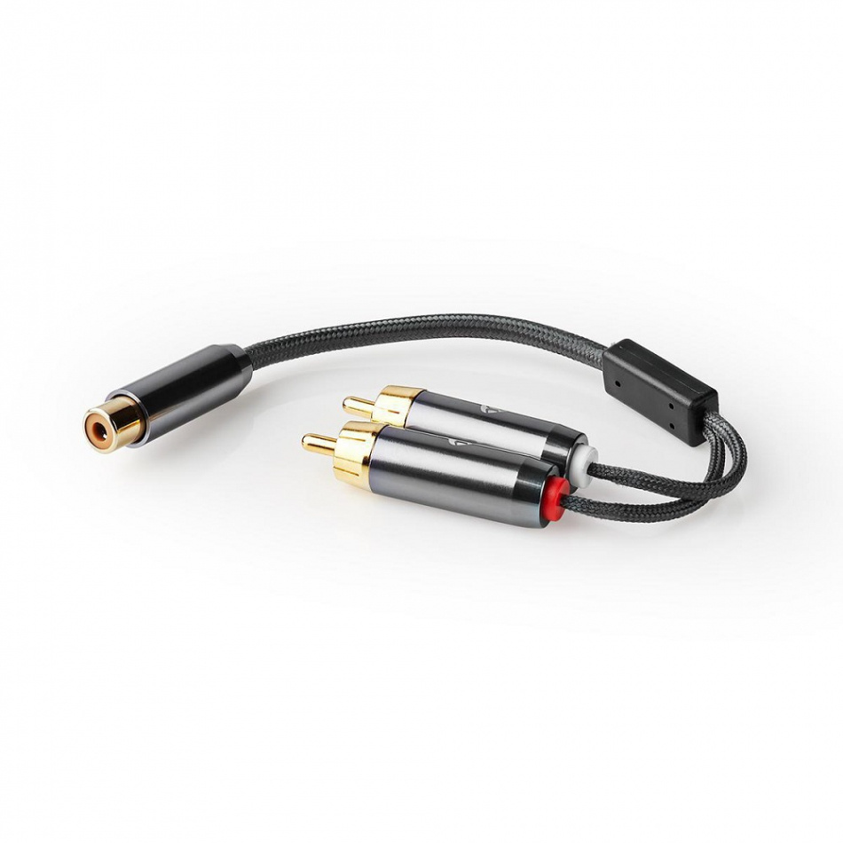 Nedis Y-kabel metallgrå, RCA-hone - 2xRCA-hanar 0.2 meter