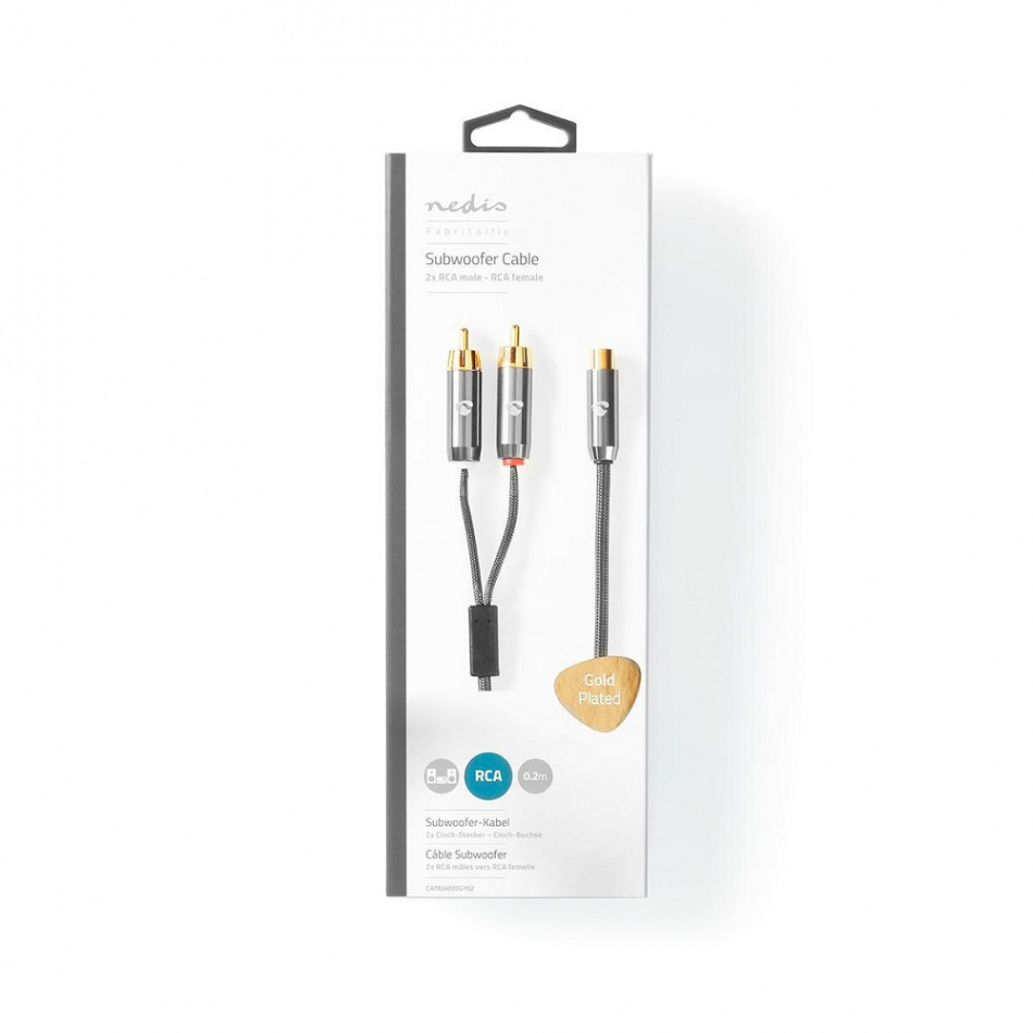 Nedis Y-kabel metallgrå, RCA-hone - 2xRCA-hanar 0.2 meter