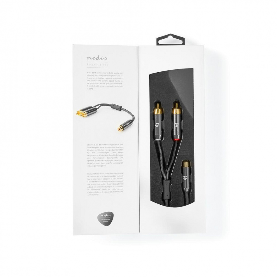 Nedis Y-kabel metallgrå, RCA-hone - 2xRCA-hanar 0.2 meter