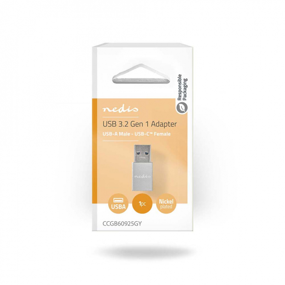 Nedis CCG-B60925GY USB 3.2 Gen 1 Adapter, USB-A Hane - USB-C Hona