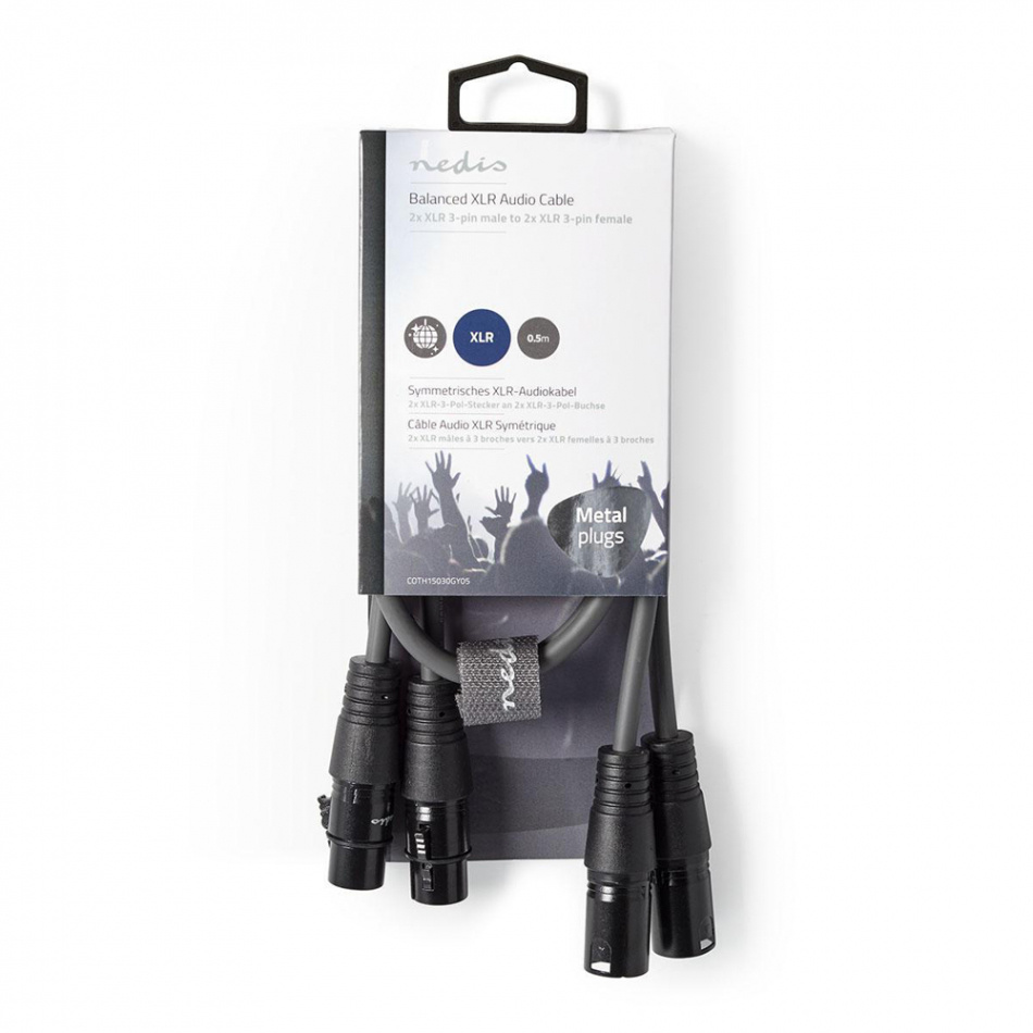 Nedis XLR-ljudkabel för stereo, XLR Hane - XLR Hona