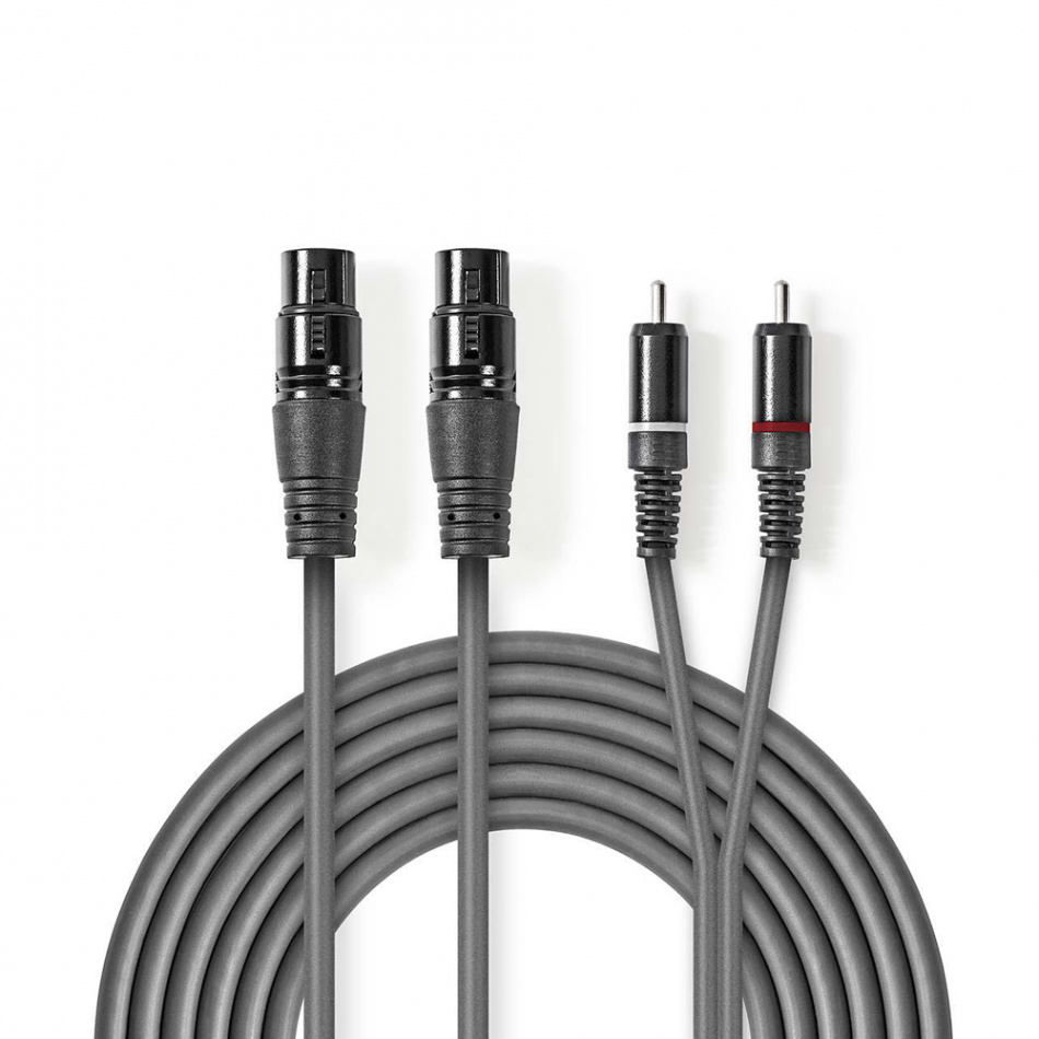 Nedis XLR-ljudkabel för stereo, XLR Hona - RCA Hane
