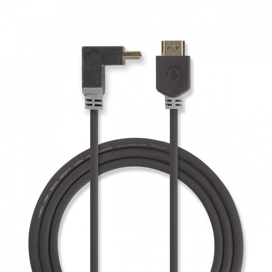Nedis HDMI-kabel med Ethernet & vinklad kontakt, 2 meter
