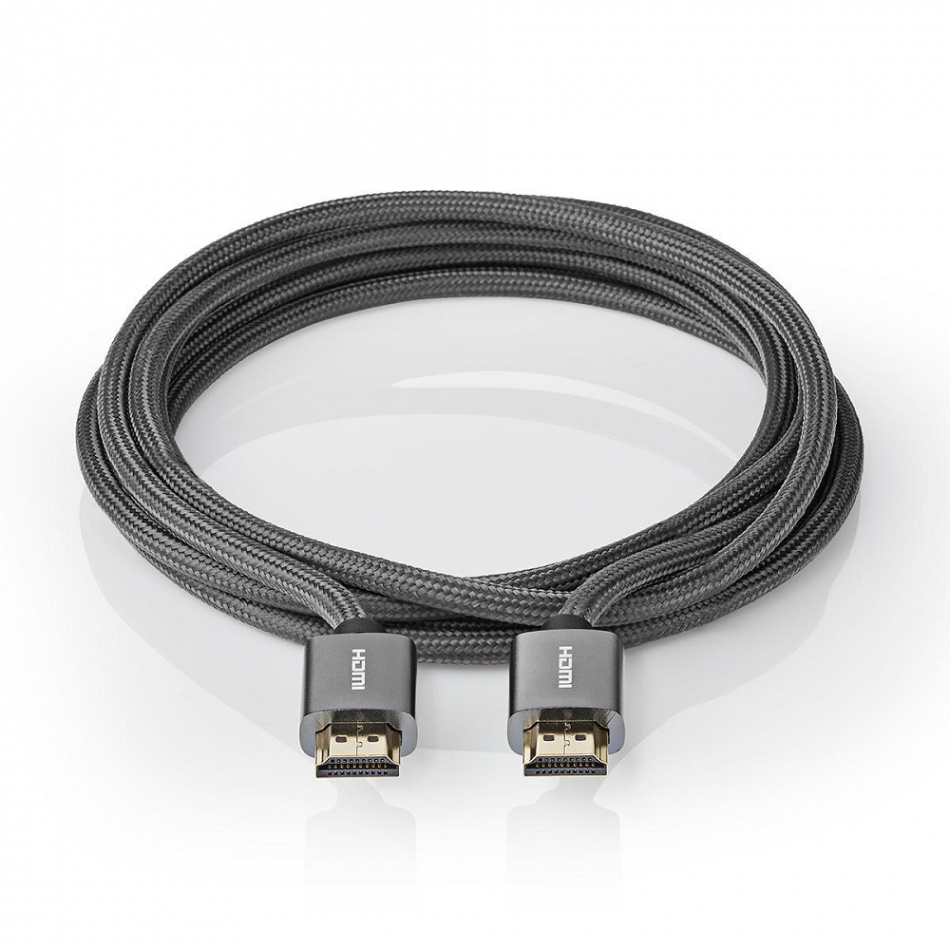 Nedis CVT-B34, HDMI-kabel med Ethernet & 4K metallgrå 1 meter
