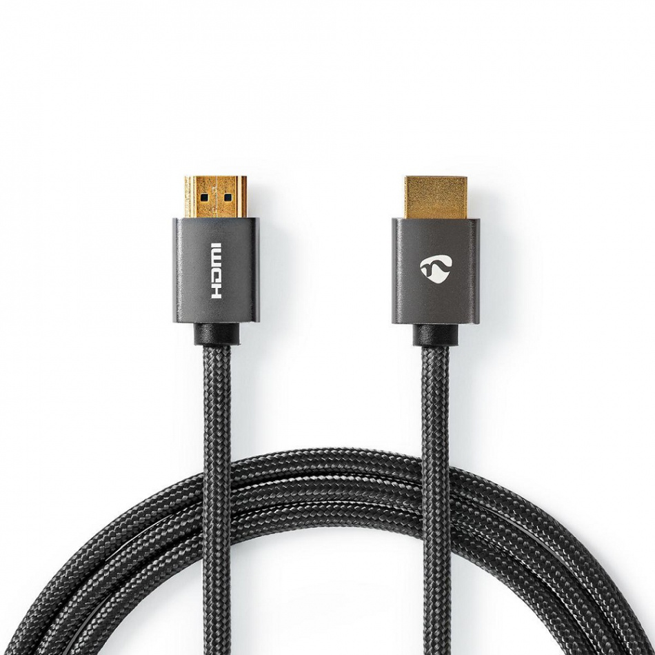 Nedis CVT-B34, HDMI-kabel med Ethernet & 4K metallgrå 2 meter