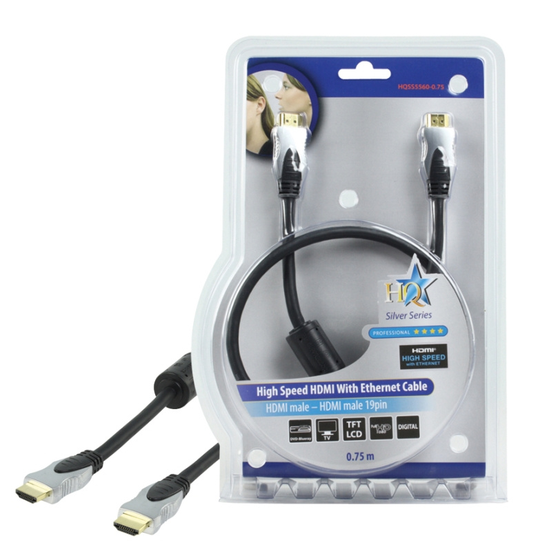 HQ HDMI-kabel med Ethernet, mörkgrå