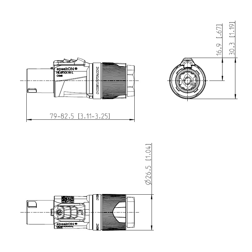 Neutrik NL4FXX-W-L SpeakON 4-polig kontakt till högtalare, styck