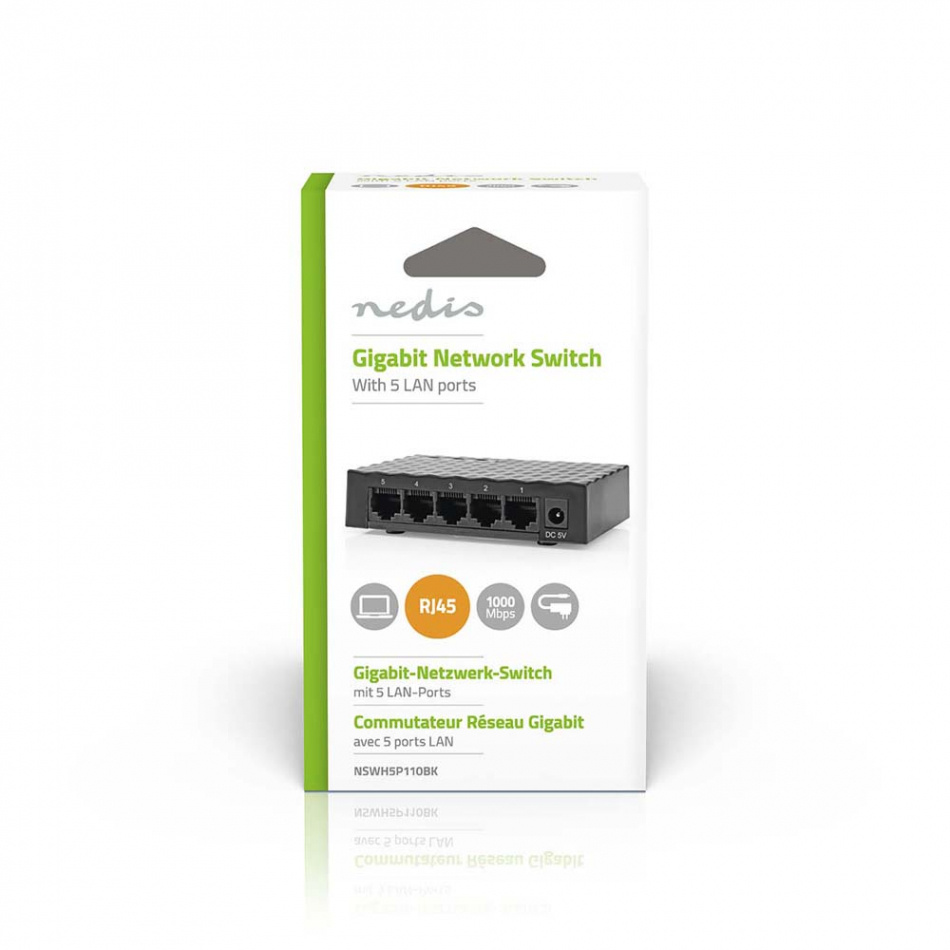 Nedis NSW-H5P110 Nätverksswitch 1 GBit/s, 5-portar