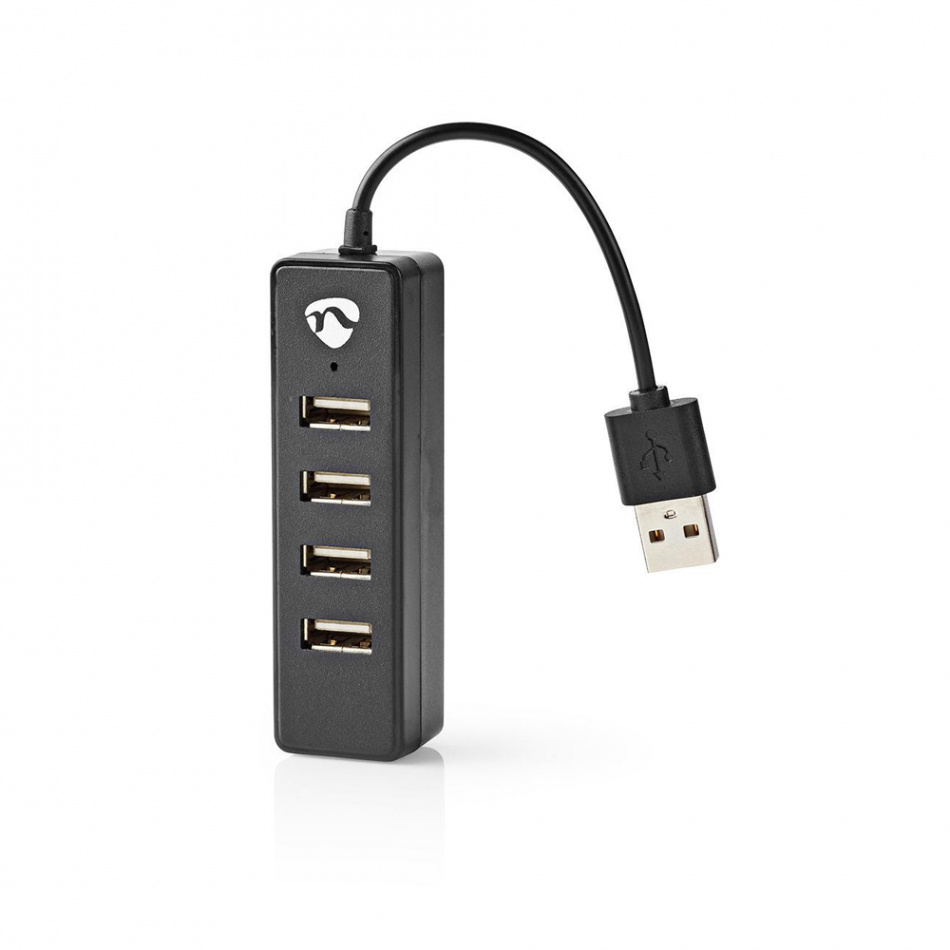 Nedis 4-ports USB 2.0 Hubb, 1x USB-A Hane -> 4x USB-A Hona