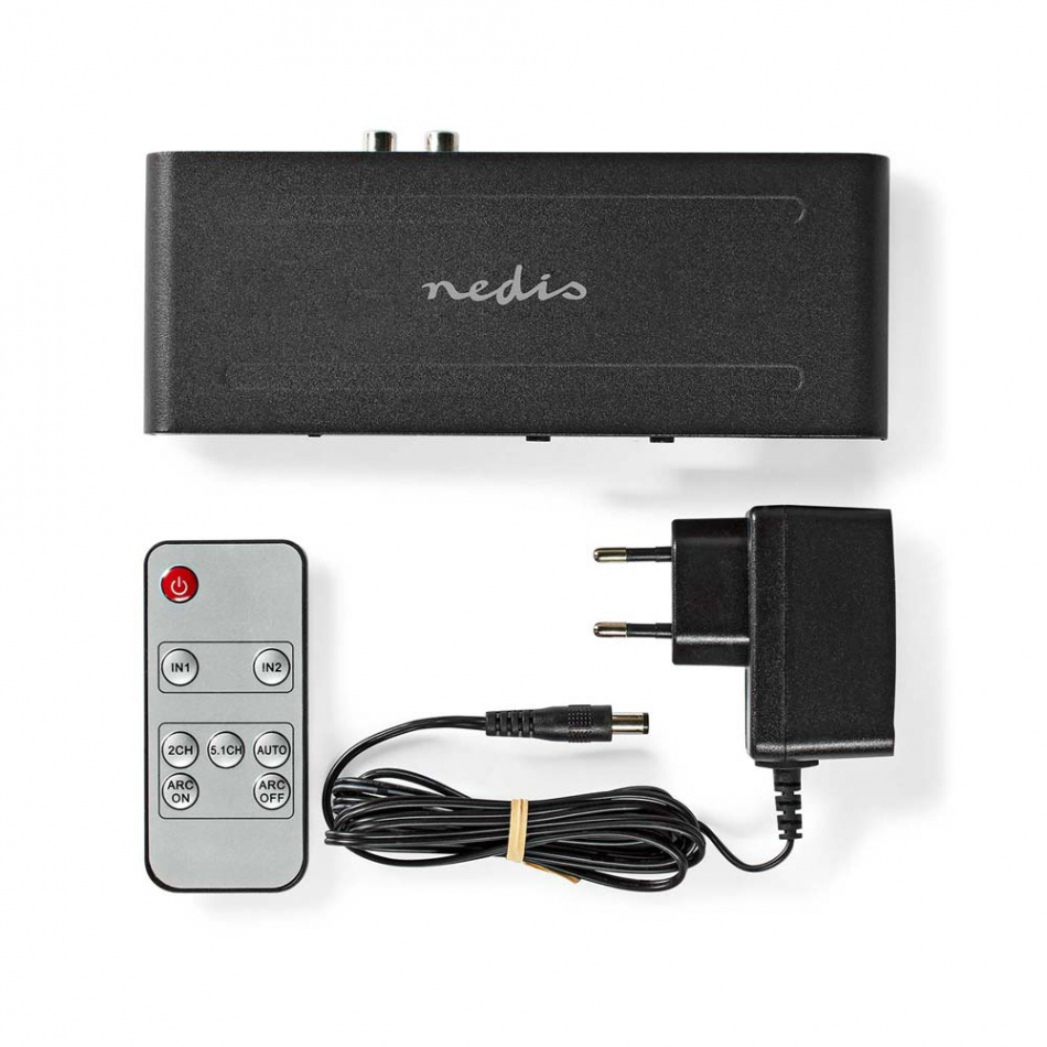 Nedis HDMI Extractor V-EXT3480, HDMI->optisk eller analog 3.5mm / RCA