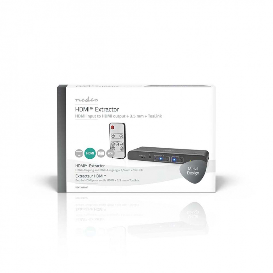 Nedis HDMI Extractor V-EXT3480, HDMI->optisk eller analog 3.5mm / RCA