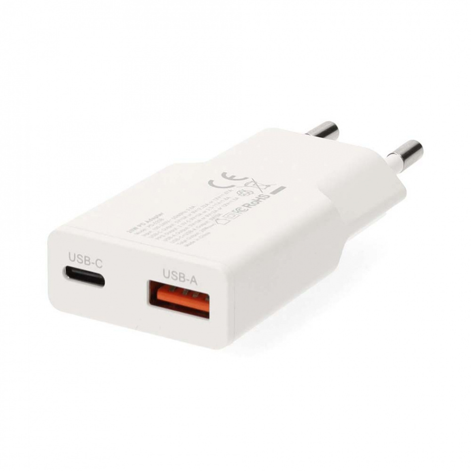 Nedis WCH-A20 GaN-väggladdare 20 Watt inkl. USB-C kabel, vit