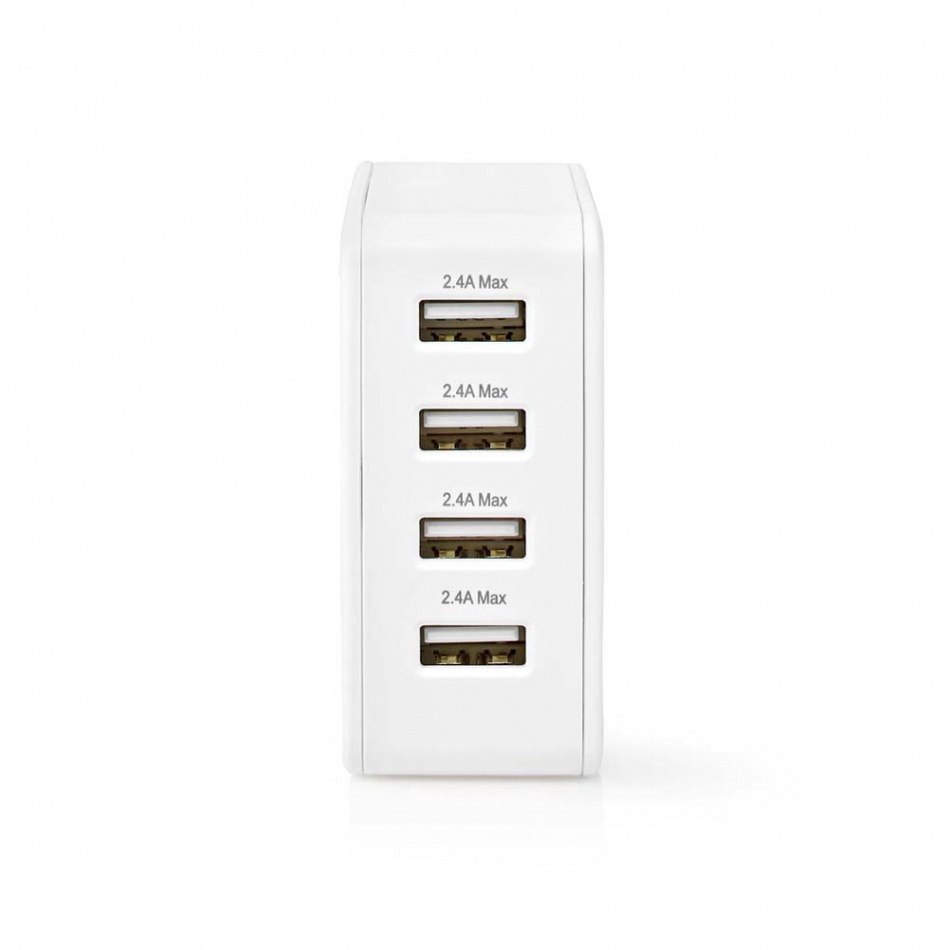 Nedis USB-A strömadapter 4 x 2.4A, vit
