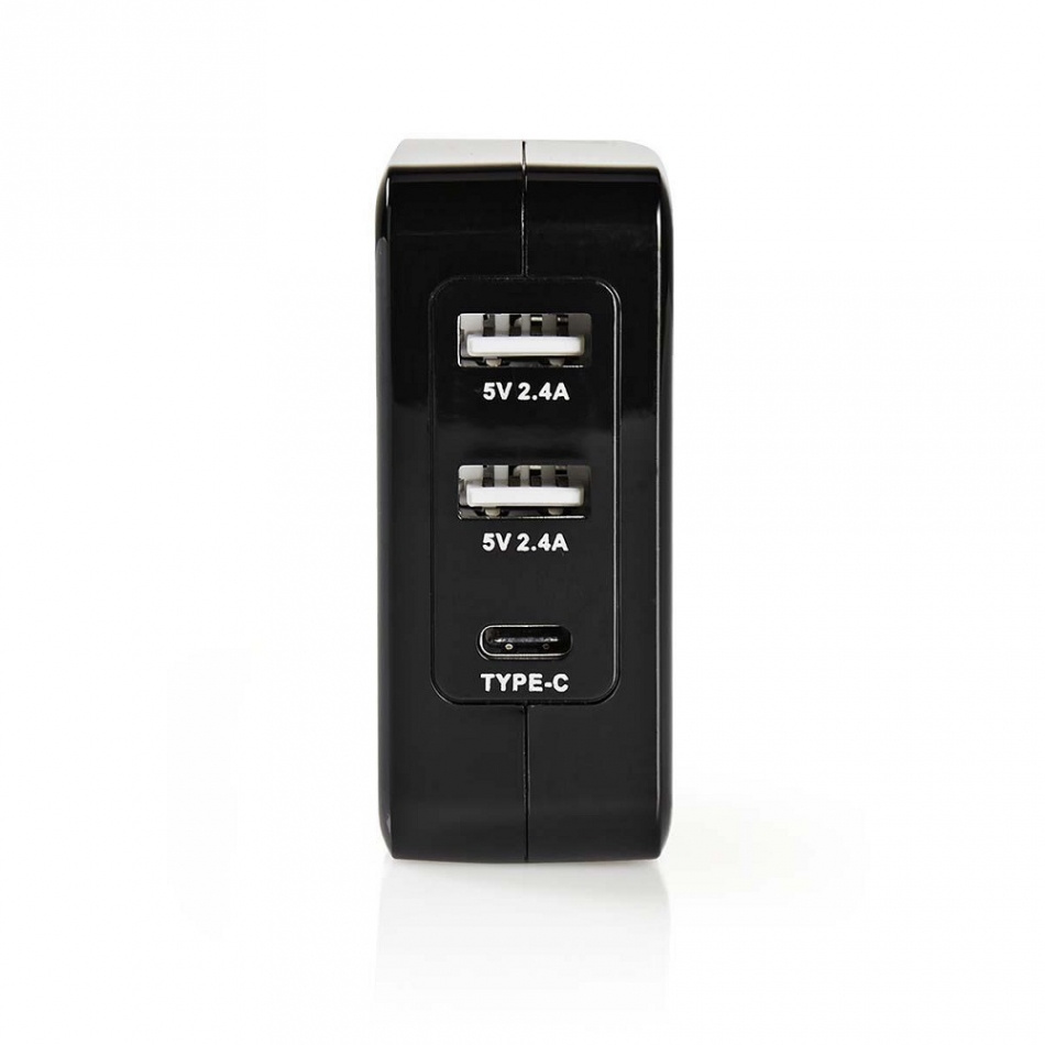 Nedis USB-väggladdare 4.8A 2xUSB-A och 1xUSB-C, svart