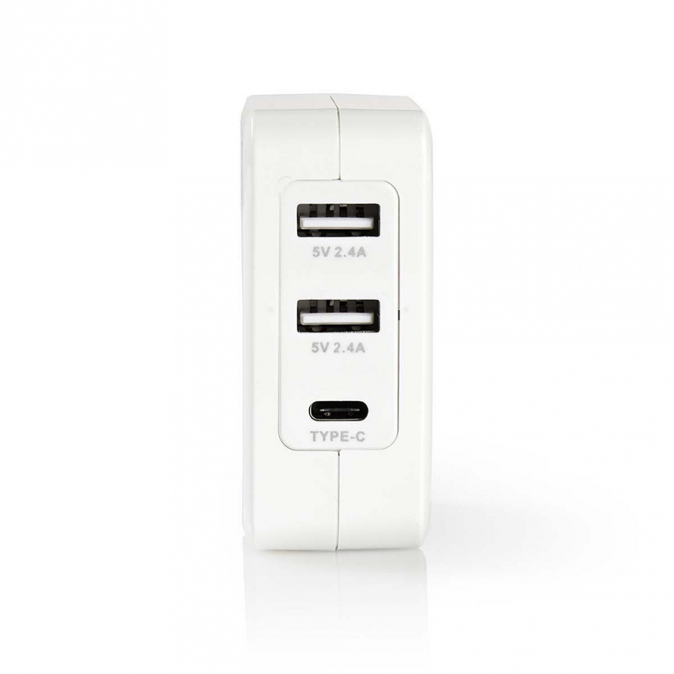 Nedis USB-väggladdare 4.8A 2xUSB-A och 1xUSB-C, vit