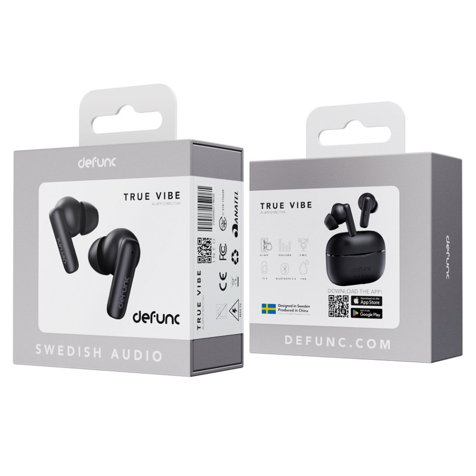 Defunc TRUE VIBE trådlösa in-ear-hörlurar, svarta