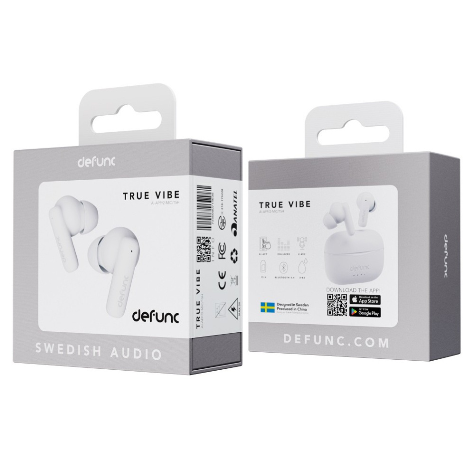 Defunc TRUE VIBE trådlösa in-ear-hörlurar, vita