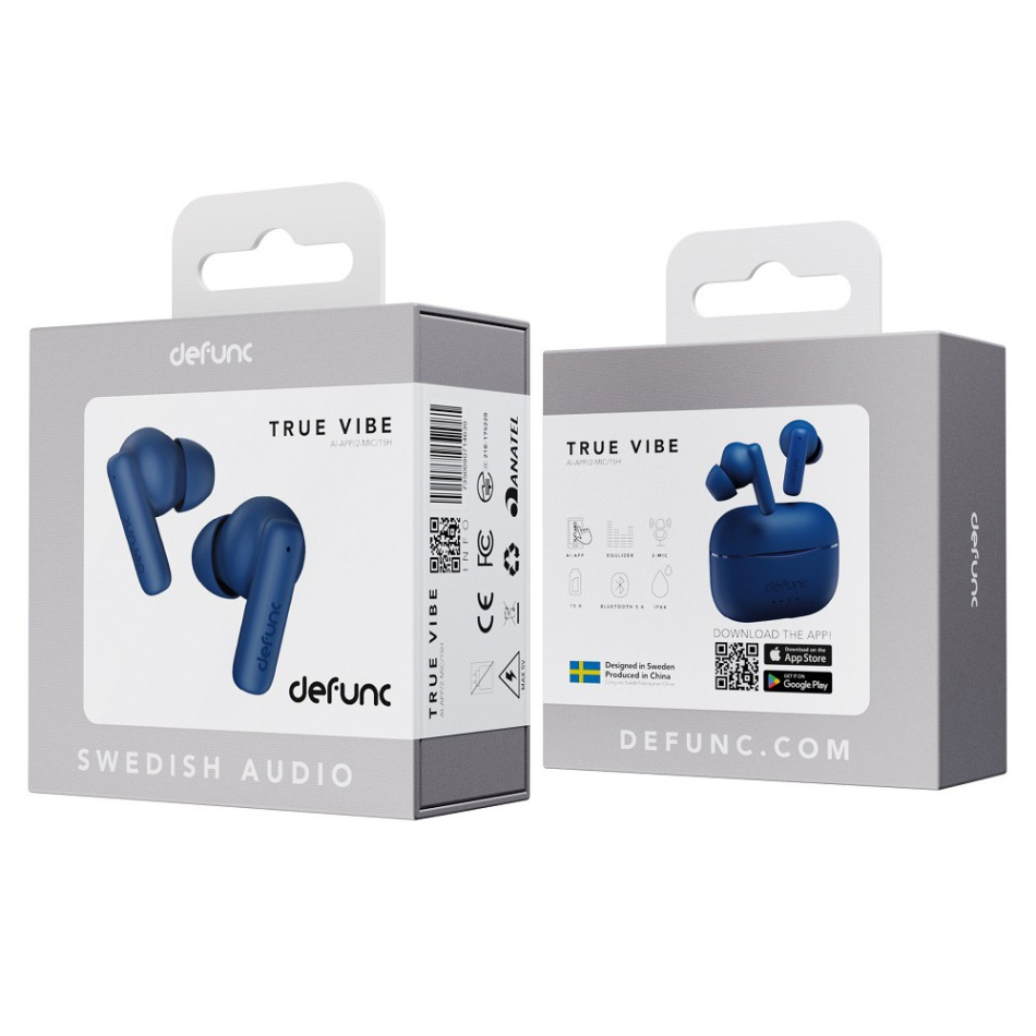 Defunc TRUE VIBE trådlösa in-ear-hörlurar, blåa