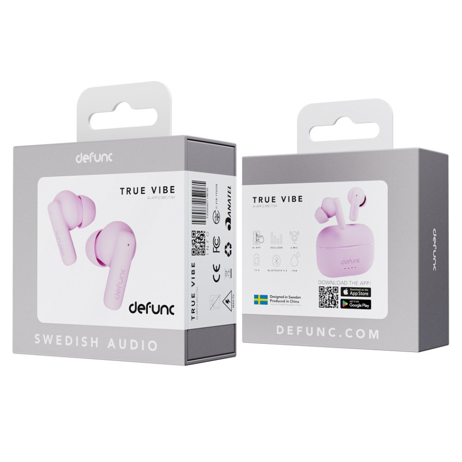 Defunc TRUE VIBE trådlösa in-ear-hörlurar, rosa