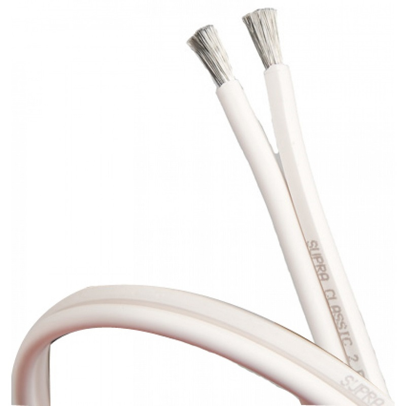 Supra Classic 2.5, vit högtalarkabel på lösmeter