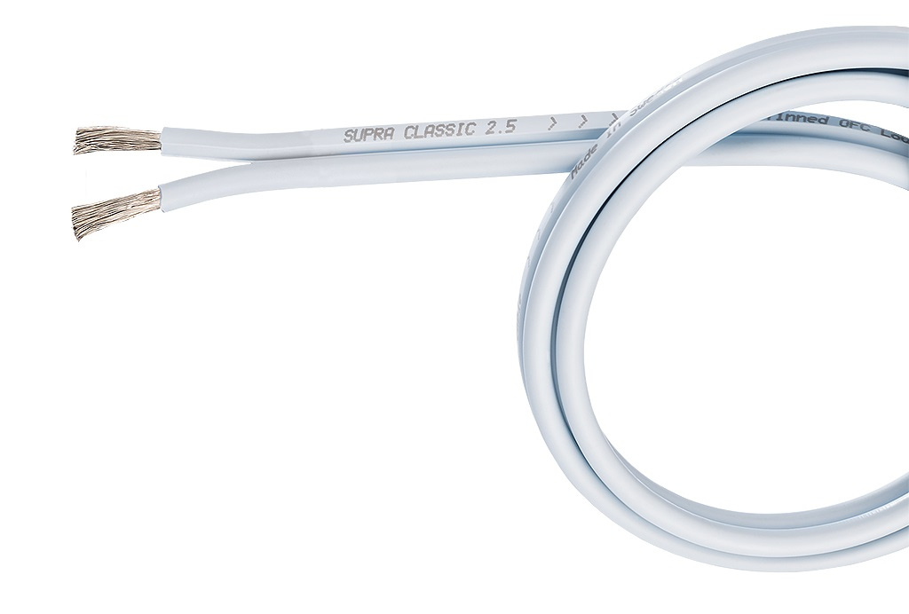 Supra Classic 2.5, is-blå högtalarkabel lösmeter