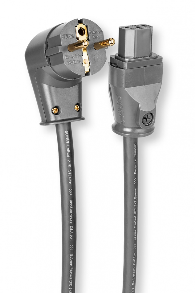 Supra Lorad 2.5 SPC strömkabel 10 Ampere, vinklad stickpropp