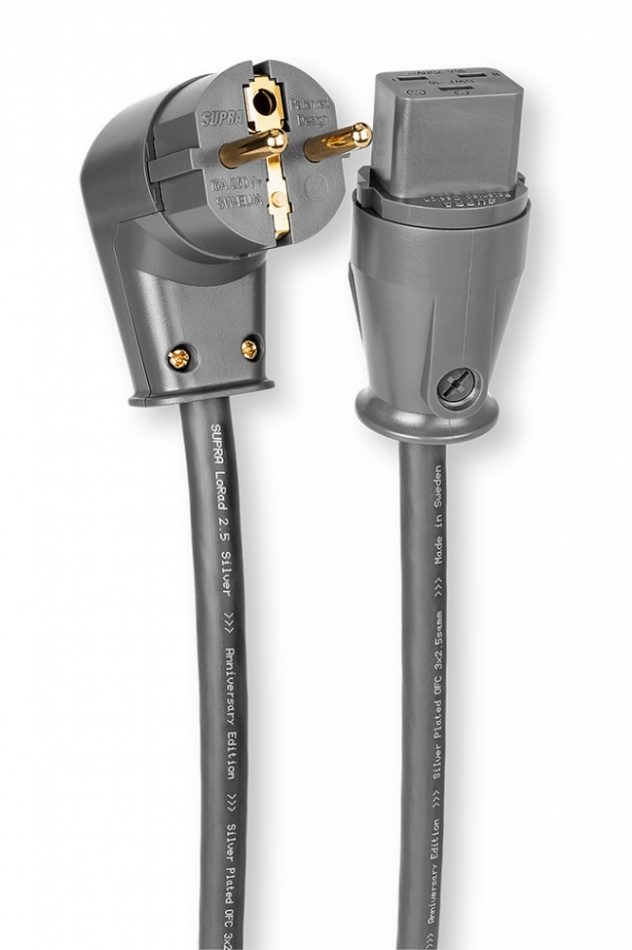 Supra Lorad 2.5 SPC strömkabel 16 Ampere, vinklad stickpropp 1 meter