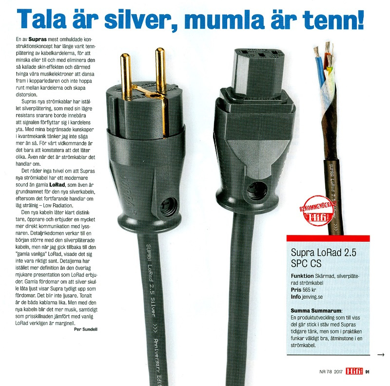 Supra LoRad SPC 3x2.5, skärmad strömkabel lösmeter