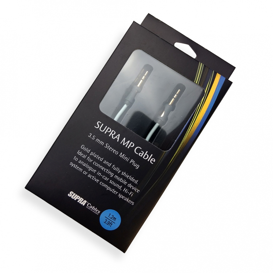Supra MP-Cable 3.5mm Aux ljudkabel, 0.8 meter
