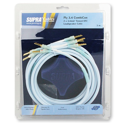 Supra PLY 3.4 Combicon, högtalarkabel stereopar is-blå