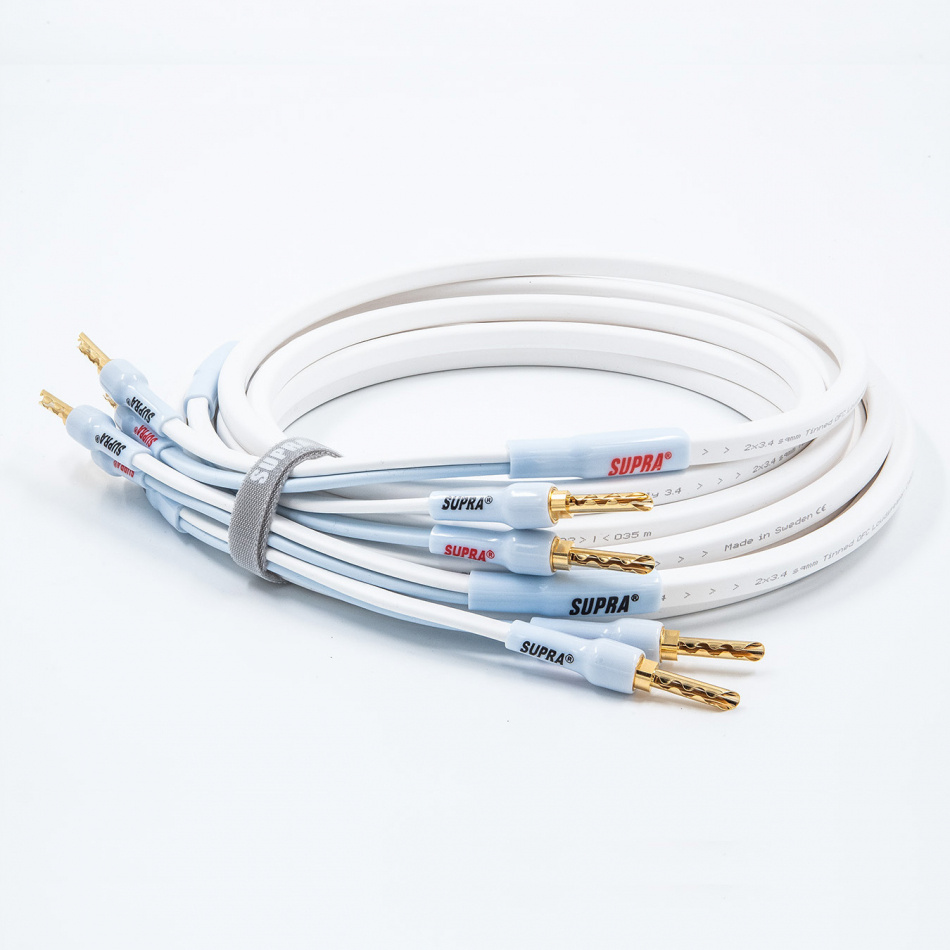 Supra PLY 3.4 Combicon, högtalarkabel stereopar 2x3 meter vit