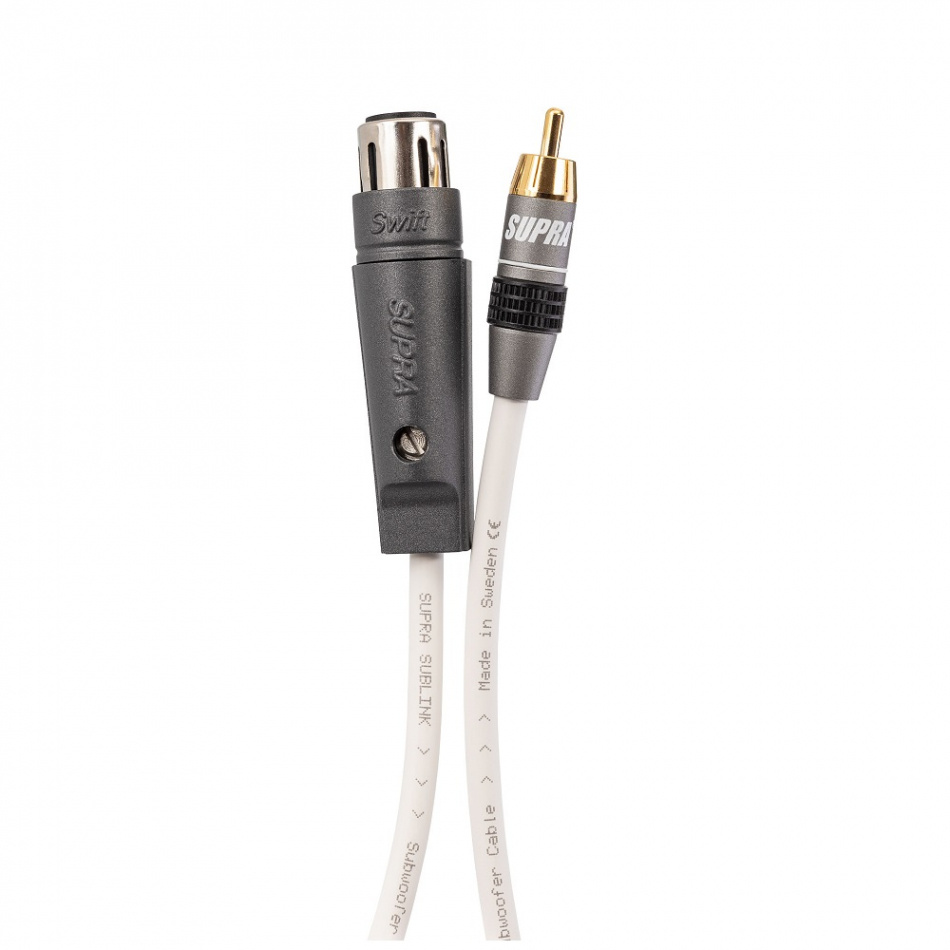 Supra Sublink RCA-XLR hona, semi-balanserad subwooferkabel
