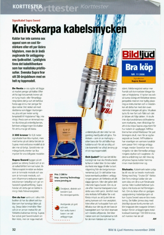 Supra Sword-IXLR Stereo ljudkabel