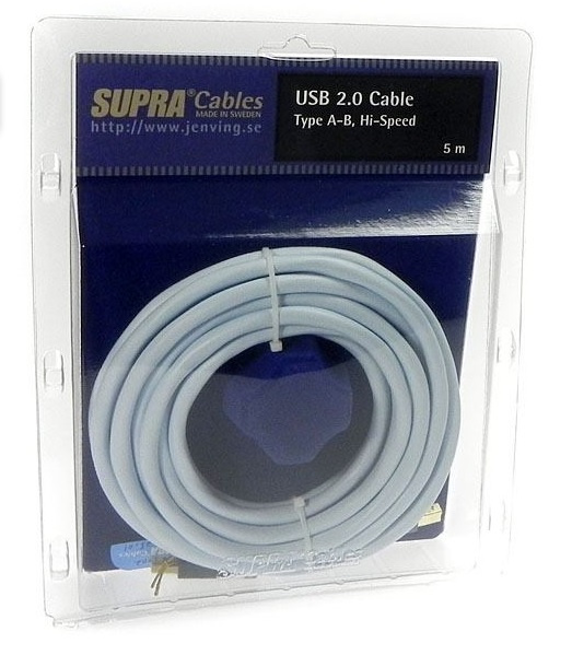 Supra USB 2.0 A-B, USB-kabel 1 meter