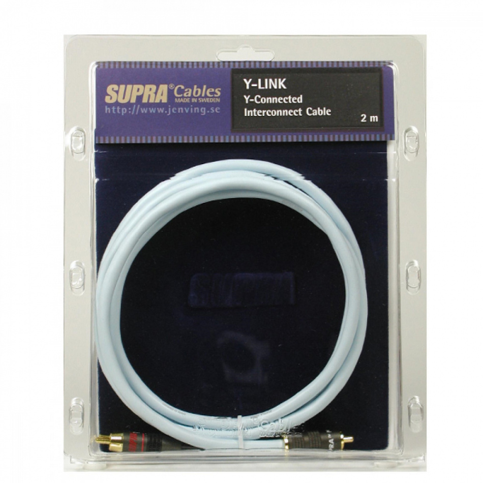 Supra Y-Link, subwooferkabel 4 meter, is-blå
